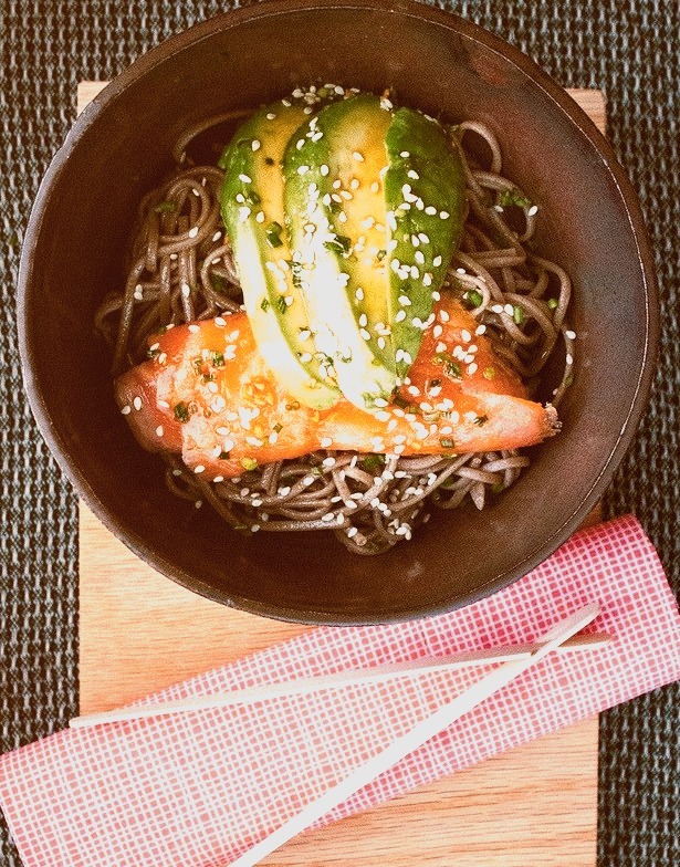 Soba Noodles with Smoked Salmon, Avocado and Mirin Dressing (by simpleprovisions)