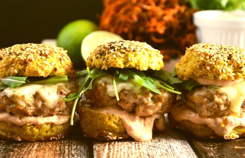 Chipotle chicken and andouille sausage sliders
