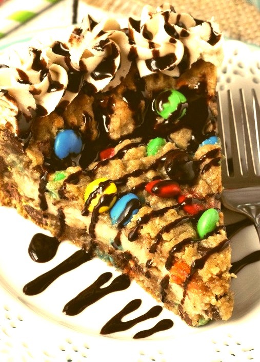 Monster Cookie Cheesecake Pie